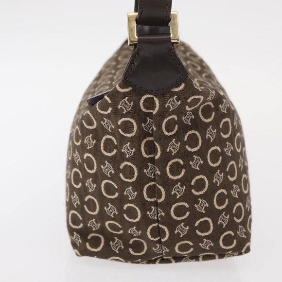 CELINE C Macadam Canvas Hand Bag Brown Gold Auth gh920