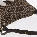 CELINE C Macadam Canvas Hand Bag Brown Gold Auth gh920-6