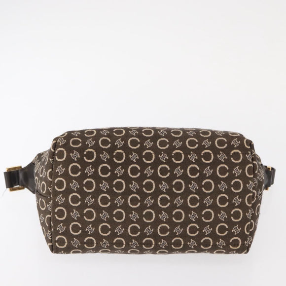 CELINE C Macadam Canvas Hand Bag Brown Gold Auth gh920