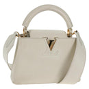 LOUIS VUITTON Capusine BB Bag Taurillon Leather 2way White M55832 LV Auth gh935V-1