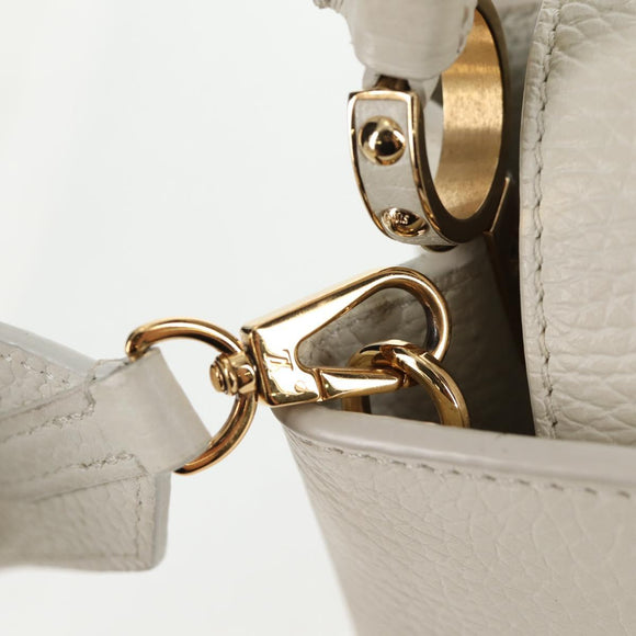 LOUIS VUITTON Capusine BB Bag Taurillon Leather 2way White M55832 LV Auth gh935V
