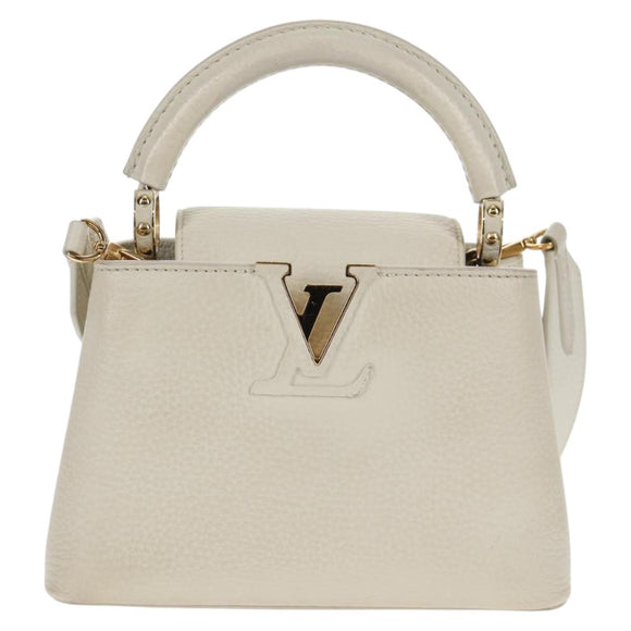 LOUIS VUITTON Capusine BB Bag Taurillon Leather 2way White M55832 LV Auth gh935V