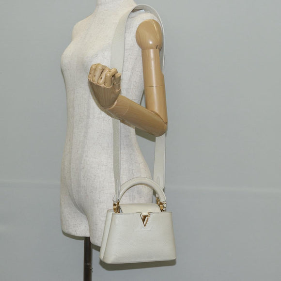 LOUIS VUITTON Capusine BB Bag Taurillon Leather 2way White M55832 LV Auth gh935V