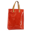 LOUIS VUITTON Monogram Vernis Reade MM Hand Bag Red Rouge M91086 LV Auth gh954-1