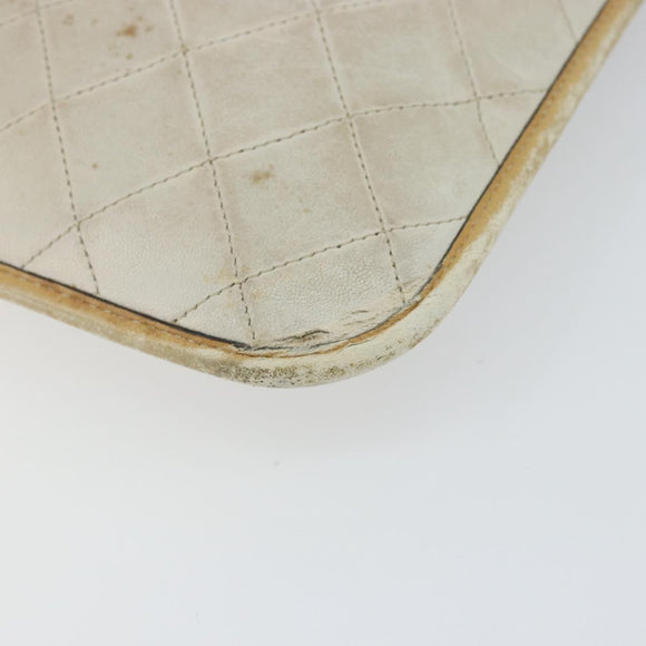 CHANEL Chain Tote Bag Lamb Skin Beige Gold CC Auth gh972