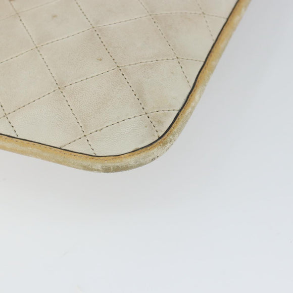 CHANEL Chain Tote Bag Lamb Skin Beige Gold CC Auth gh972