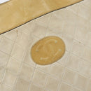 CHANEL Chain Tote Bag Lamb Skin Beige Gold CC Auth gh972-18
