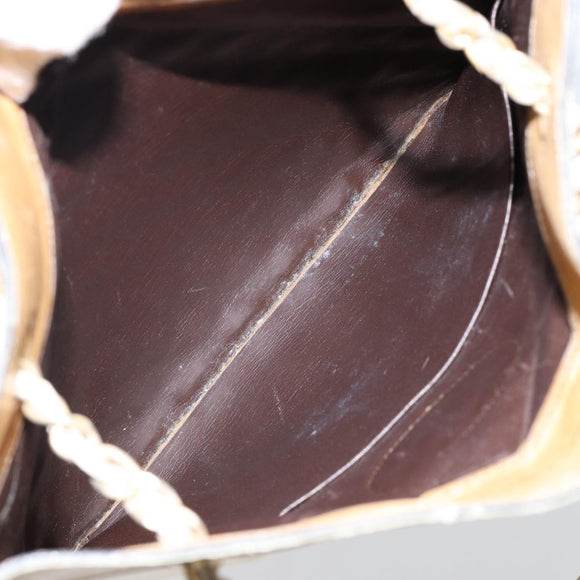 CHANEL Chain Tote Bag Lamb Skin Beige Gold CC Auth gh972