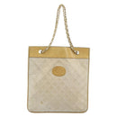 CHANEL Chain Tote Bag Lamb Skin Beige Gold CC Auth gh972-13