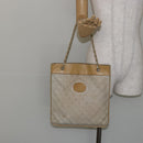 CHANEL Chain Tote Bag Lamb Skin Beige Gold CC Auth gh972-21