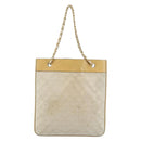 CHANEL Chain Tote Bag Lamb Skin Beige Gold CC Auth gh972-2