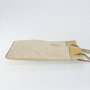 CHANEL Chain Tote Bag Lamb Skin Beige Gold CC Auth gh972-3