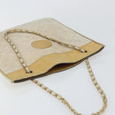 CHANEL Chain Tote Bag Lamb Skin Beige Gold CC Auth gh972-6