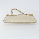 CHANEL Chain Tote Bag Lamb Skin Beige Gold CC Auth gh972-5