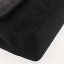 CHANEL Matelasse Chain Shoulder Bag Cotton Black Gold CC Auth gh984-9