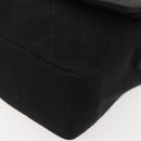 CHANEL Matelasse Chain Shoulder Bag Cotton Black Gold CC Auth gh984-14