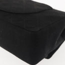 CHANEL Matelasse Chain Shoulder Bag Cotton Black Gold CC Auth gh984-16