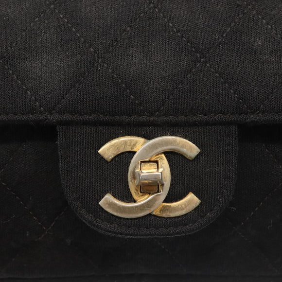 CHANEL Matelasse 25 Chain Shoulder Bag cotton Black Gold CC Auth gh984