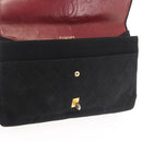 CHANEL Matelasse Chain Shoulder Bag Cotton Black Gold CC Auth gh984-20