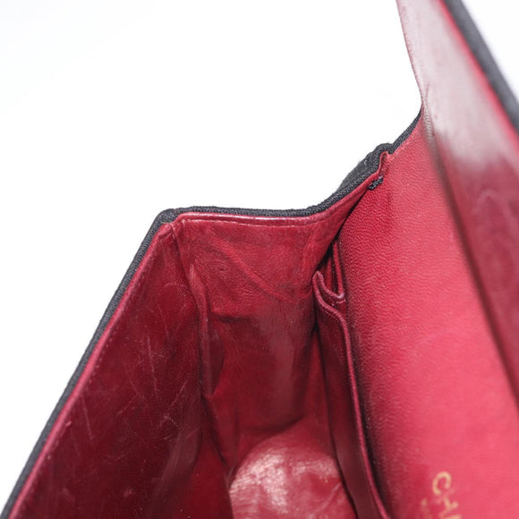 CHANEL Matelasse Chain Shoulder Bag Cotton Black Gold CC Auth gh984