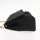 CHANEL Matelasse Chain Shoulder Bag Cotton Black Gold CC Auth gh984-4