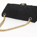 CHANEL Matelasse Chain Shoulder Bag Cotton Black Gold CC Auth gh984-6