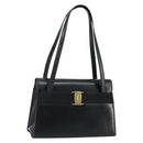 Salvatore Ferragamo Vala Shoulder Bag Leather Black Gold Auth gh986-1