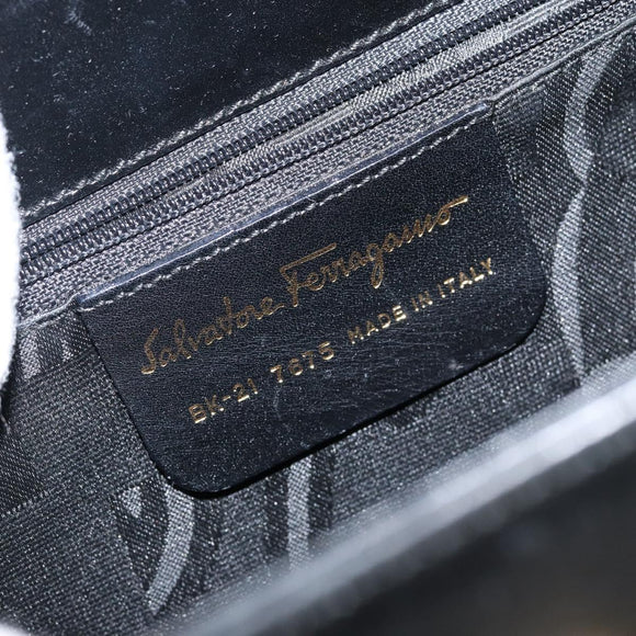 Salvatore Ferragamo Vala Shoulder Bag Leather Black Gold Auth gh986