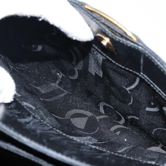 Salvatore Ferragamo Vala Shoulder Bag Leather Black Gold Auth gh986