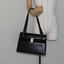 Salvatore Ferragamo Vala Shoulder Bag Leather Black Gold Auth gh986-22