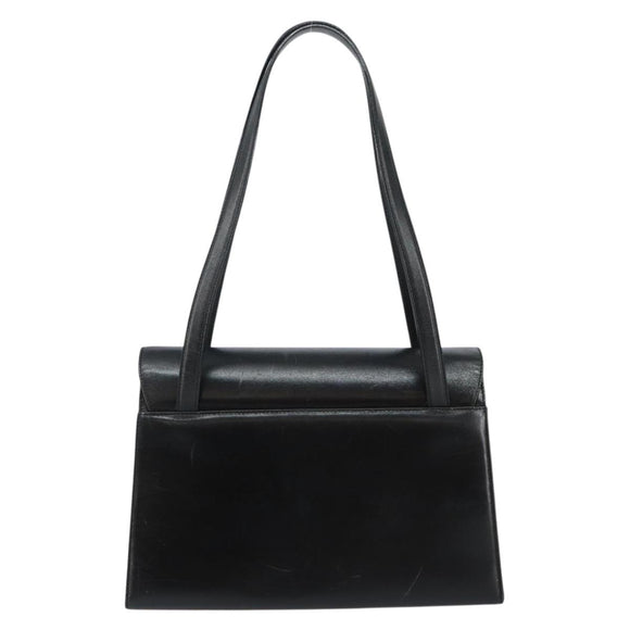 Salvatore Ferragamo Vala Shoulder Bag Leather Black Gold Auth gh986