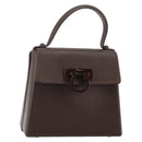 Salvatore Ferragamo Gancini Hand Bag Rubber Brown Auth gh987-1