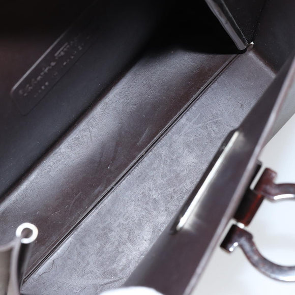 Salvatore Ferragamo Gancini Hand Bag Rubber Brown Auth gh987