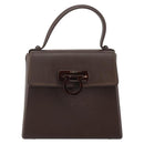 Salvatore Ferragamo Gancini Hand Bag Rubber Brown Auth gh987-2