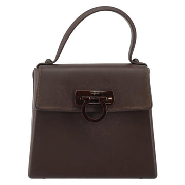 Salvatore Ferragamo Gancini Hand Bag Rubber Brown Auth gh987 - 0