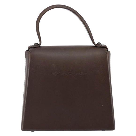 Salvatore Ferragamo Gancini Hand Bag Rubber Brown Auth gh987