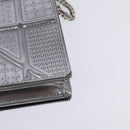 Christian Dior Chain Diorama Shoulder Bag Leather Silver Auth gh990-16