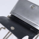 Christian Dior Chain Diorama Shoulder Bag Leather Silver Auth gh990-10