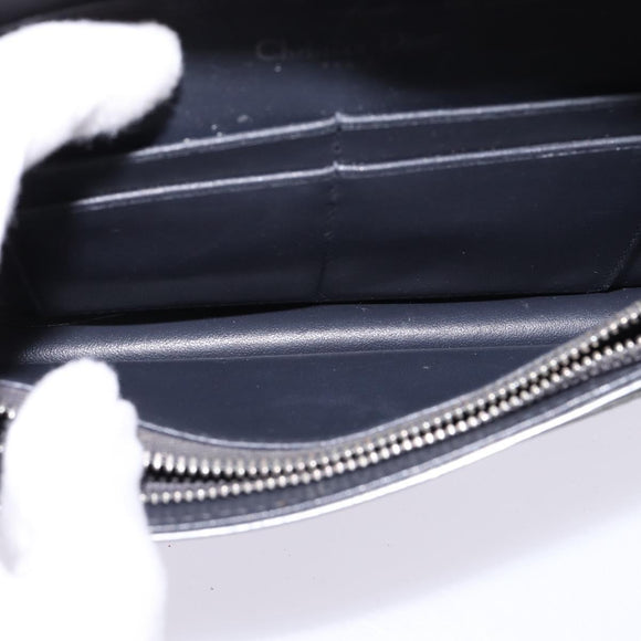 Christian Dior Chain Diorama Shoulder Bag Leather Silver Auth gh990