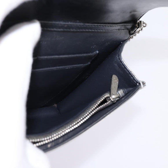 Christian Dior Chain Diorama Shoulder Bag Leather Silver Auth gh990