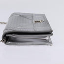 Christian Dior Chain Diorama Shoulder Bag Leather Silver Auth gh990-3