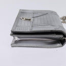 Christian Dior Chain Diorama Shoulder Bag Leather Silver Auth gh990-4