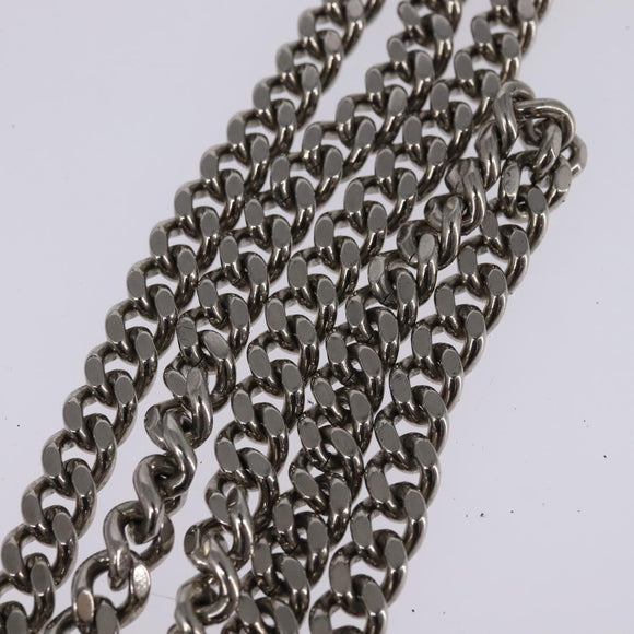 Christian Dior Chain Diorama Shoulder Bag Leather Silver Auth gh990