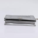 Christian Dior Chain Diorama Shoulder Bag Leather Silver Auth gh990-5