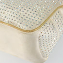 CELINE Hand Bag Satin Beige Gold Auth gh992-9