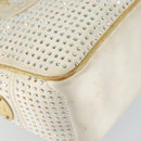 CELINE Hand Bag Satin Beige Gold Auth gh992-14