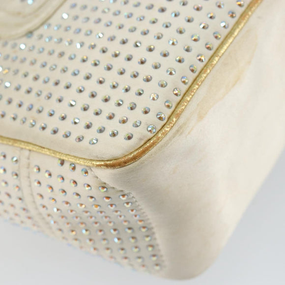 CELINE Hand Bag Satin Beige Gold Auth gh992