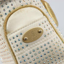 CELINE Hand Bag Satin Beige Gold Auth gh992-17