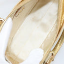 CELINE Hand Bag Satin Beige Gold Auth gh992-11