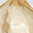 CELINE Hand Bag Satin Beige Gold Auth gh992-20